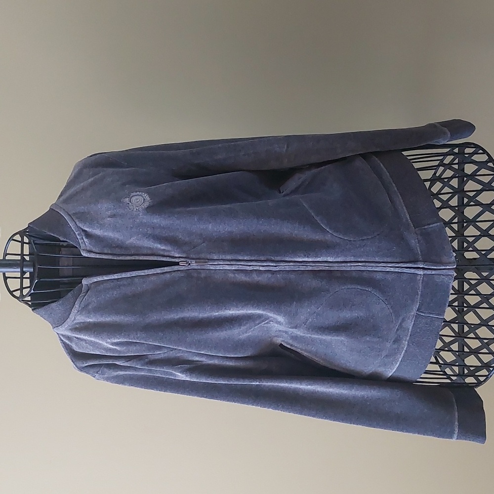 "LIZ CLAIRBONE", Size M, grey velour zipper light jacket with pockets